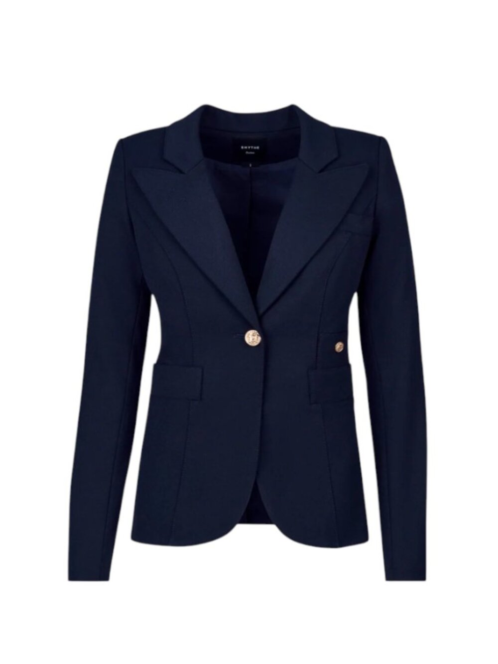 Smythe Duchess Classic Blazer Jacket Womens 8 Navy Blue Wool Button Long Sleeve